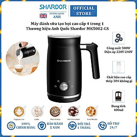 Mua Máy đánh sữa tạo bọt cao cấp 4 trong 1 Shardor MK5002-GS - HÀNG NHẬP KHẨU
