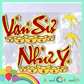 Bộ chữ Chúc Mừng Năm Mới thỏi vàng và chim én