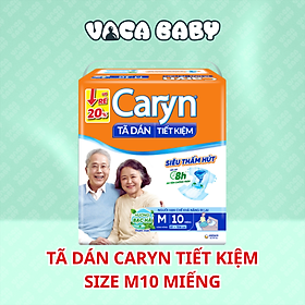 Tã/Bỉm DÁN Caryn Ngày và Đêm hương bạc hà mã mới giá rẻ dành cho người già, người lớn tuổi size M10 miếng