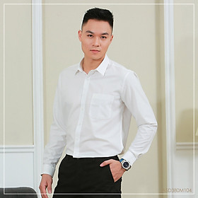 Áo sơ mi nam trắng ngà trơn dài tay Santino chất liệu gỗ sồi dáng slim sang trọng ASD495M104