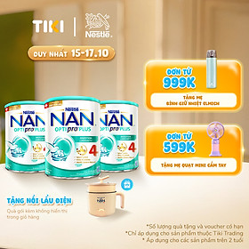 Bộ 3 lon Sữa bột NAN OPTIPRO PLUS 4 Nestle Bé 2-6 tuổi 800g/lon Giúp tiêu hóa tốt