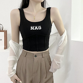 Hình ảnh Áo 2 dây nữ, Áo ba lỗ croptop cổ vuông có đệm ngực,Chất liệu Cotton mềm mịn co giãn an toàn cho da, Phong cách trẻ trung