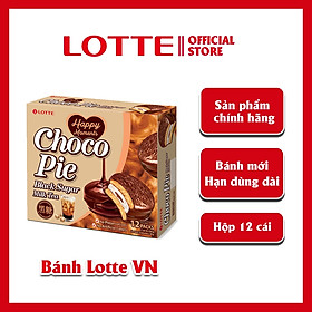 Bánh Lotte Choco Pie Trà Sữa Đường Đen - 12 cái