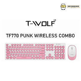 Bàn phím không dây kèm chuột máy tính không dây T-WOLF TF770, Combo gồm chuột và bàn phím giá rẻ cho văn phòng - Hàng Chính Hãng