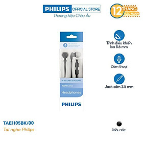 Tai nghe nhét tai Philips TAE1105PK/00 Màu hồng- Chính hãng phân phối