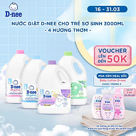 Nước giặt D-nee cho trẻ sơ sinh, mềm dịu, thơm nhẹ, không hư hại quần áo - Can 3000ml - 4 Hương thơm