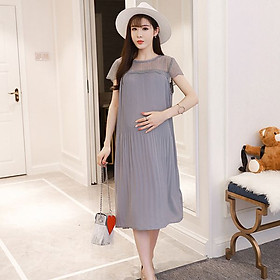 Đầm bầu chiffon xếp ly dài dr2309
