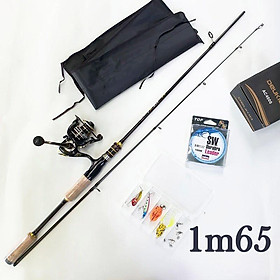 Bộ Cần Câu Lure Cần Câu Carbon, Cần Câu Máy Đứng Kim Loại Deukio AC4000 Tặng Phụ Kiện