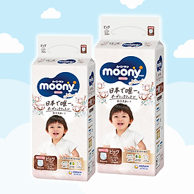 COMBO 2 Bỉm - Tã quần Moony Natural size XL 32 miếng (cho bé 12-22kg)