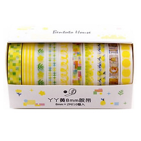 Bộ 10 Băng Keo Giấy Trang Trí Washi Tape Phong Cách Nhật Bản