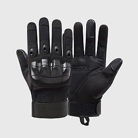 Găng tay xỏ ngón, đi xe máy, chống trượt, được làm từ chất liệu vải co giãn và chống mài mòn, độ bền cao-Màu đen-Size