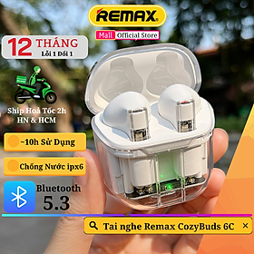 Tai nghe True Wireless Remax CozyBuds 6C - Thiết kế trong suốt độc đáo - Âm Thanh vòm sống động - Bass mạnh mẽ Hàng Chính Hãng Remax Bảo Hành 12 Tháng