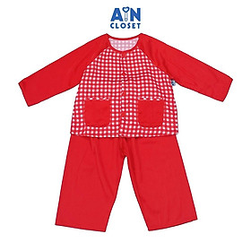 Bộ quần áo Bà ba Dài unisex cho bé hoạ tiết Caro Lụa Đỏ - AICDBTYNNDU6 - AIN Closet