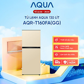 [SẢN PHẨM MỚI 2025I] Tủ lạnh AQUA 130 lít ngăn đá trên AQR-T160FA(GG) - Màu Be - Freeship toàn quốc - Bảo hành 2 năm - Hàng chính hãng
