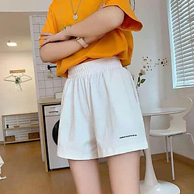 Quần sooc ĐÙI CHỮ cạp chun ống suông chất thun co giãn 4 chiều sẵn 2 màu đen trắng cực tôn chân