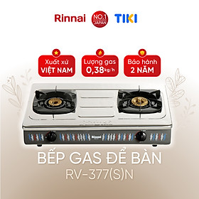 Bếp gas dương Rinnai RV-377(S)N mặt bếp inox và kiềng bếp men - Hàng chính hãng.