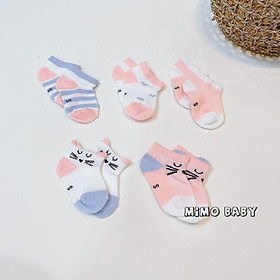 Set 5 đôi tất lưới Kidsock hình gấu Mimo Baby cho bé