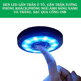 Đèn Led Trần Xe Ô Tô,Chân Sạc USB,Ánh Sáng Xanh Và Trắng