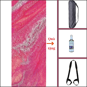 Thảm tập yoga chính hãng Yvonne, Pink Salt Lake (TẶNG KÈM 3 PHẦN QUÀ) dày 6mm bề mặt nhám, siêu bám, chống trơn trượt, thấm hút mồ hôi, càng nhiều mồ hôi càng bám, dễ vệ sinh, bề đẹp, sang trọng