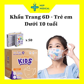 Khẩu trang 6D trẻ em 6D Kids AN TÂM, ngăn COVID-19, kháng khuẩn, BYT Cấp phép - THÙNG MINI-10 HỘP - HỌA TIẾT BÉ GÁI