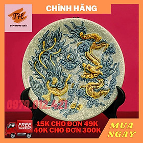 Mua Mâm bồng Bát Tràng men rạn đắp nổi - hoạ tiết Rồng Phượng