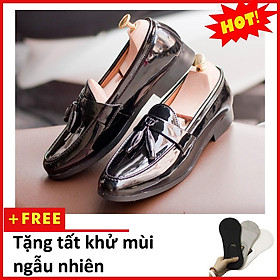 Giày Lười Nam Chuông Da Bóng Sang Trọng Đế Khâu Cao Cấp - M512