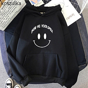 Áo hoodie in hình Mặt cười ngộ nghĩnh áo nỉ thu đông cho nam và nữ