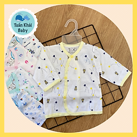 Hình ảnh Set 5 áo sơ sinh cotton Tay Dài cài nút Xéo Họa Tiết J-Tomtom Baby cho bé trai, bé gái