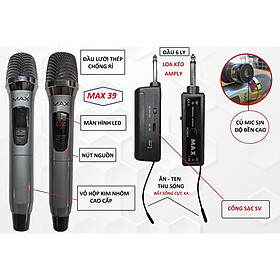 Mua Đầu thu micro đa năng max 39 karaoke không dây hàng chuẩn bảo hành 12 tháng