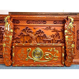 Mua Tranh đồng hồ treo tường trạm khắc chữ lộc bằng gỗ hương đỏ kt 41×81×3cm