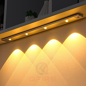 Đèn mắt mèo QFire cảm biến hồng ngoại 3 màu trong 1, tự động bật/tắt ánh sáng, sạc USB không dây, trang trí tủ đồ, nhà bếp, phòng khách, bàn làm việc