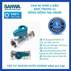 Mua Van khóa nước 2 răng trong Sanwa Thái Lan BV15FF bằng đồng 1/2    có xuất hóa đơn VAT