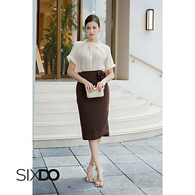 Chân váy bút chì công sở kèm hoa thời trang SIXDO