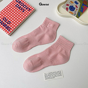 Tất nữ cổ ngắn, chữ P màu hồng dễ thương, chất liệu cotton mềm mại thấm hút thoáng khí - NGANCHUP-UYE-7003-1DOI