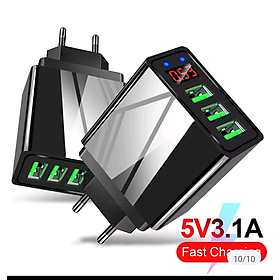 Mua Củ sạc điện thoại 3 cổng sạc cực nhanh có đèn LED báo von khi đã sạc đầy loại đẹp bền chất lượng