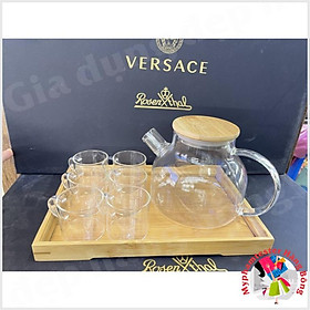 Combo 4 set ấm thuỷ tinh nắp tre 1L