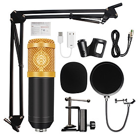 Micrô BM-800 Condenser Âm thanh 3,5 phòng thu có dây Ghi âm KTV Karaoke Micrô đặt Mic W / Đế cho máy tính
