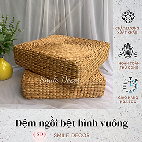 Mua Đệm ngồi thiền  ngồi bệt hình vuông đan lục bình Smile Decor dùng cho bàn trà Nhật  home decor - Square hyacinth cushion