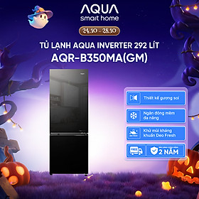 Freeship toàn quốc - Tủ lạnh ngăn đông dưới Aqua Inverter 292 lít AQR-B350MA(GM) - Bảo hành 2 năm - Hàng chính hãng