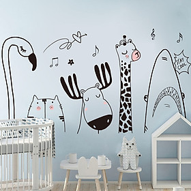Decal dán tường vườn thú hoạt hình Trang trí phòng cho bé đẹp