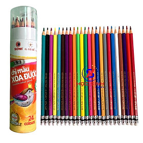 Lon 24 Cây Bút Chì Màu Xóa Được G-Star CP4-24D Thân Dài