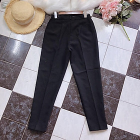 Quần baggy nữ cap cao lưng thun màu đen