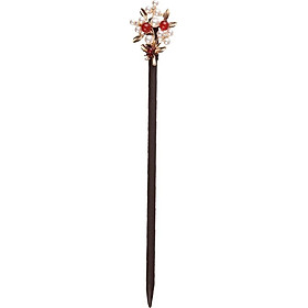 Chinese Style 7inch Handmade Hair Pins Natural Wood Hair Pin Chopsticks Elegant Flower Hair Styling Tool for Cheongsam
