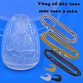 Mặt dây chuyền Phật A di đà mã não trắng 3.6 cm kèm dây chuyền inox trắng + móc inox trắng, Phật bản mệnh, mặt dây chuyền phong thủy