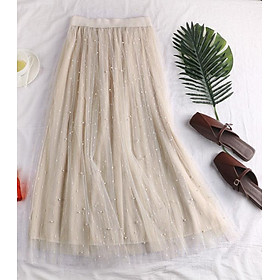 Chân váy ren Tulle - Tutu xòe tròn dáng dài kim tuyến đính hạt cao cấp mẫu hot VAY11 Free size