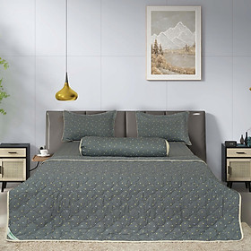 Bộ chăn drap gối Hometex cotton hoa thoáng mát, hoa văn phong phú - C