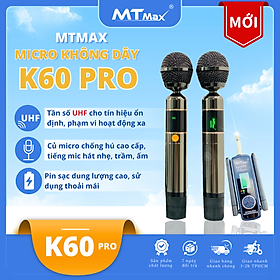 Mua Micro Cao Cấp MTMAX K60 PRO - Micro Karaoke Không Dây Đa Năng Cao Cấp  Sử Dụng Cho Tất Cả Loại Loa Kéo  Vang  Amply Thiết Kế Mới Lạ Siêu Đẹp  Bắt Sóng Xa  Bảo Hành 12 Tháng  Thoải Mái Karaoke Gia Đình  Hội Nghị  Quán Bar . Hàng chính Hãng