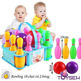 Đồ chơi ném bowling 10 chai và 2 bóng vui nhộn - Quà tặng sinh nhật cho bé