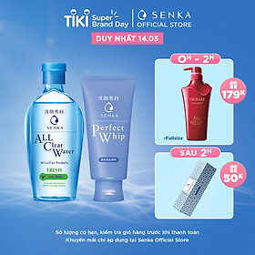 Bộ đôi Senka làm sạch cho mọi loại da (Nước Tẩy Trang Senka Fresh 230ml + SRM Tạo Bọt Senka Perfect Whip 120g)