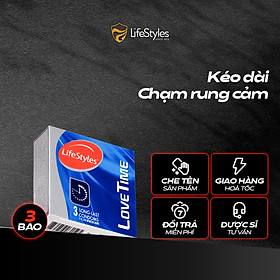 Bao Cao Su Kéo Dài Thời Gian LifeStyles Love Time Thiết kế Ôm Sát Nhiều Gel 100% Không Rách Bao - Hộp 3 bao